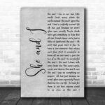 Alabama She and I Grey Rustic Script Decorative Wall Art Gift Song Lyric Print - Ecom Groot