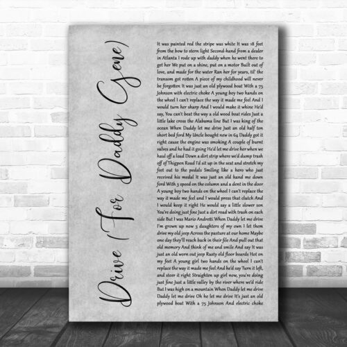 Alan Jackson Drive (For Daddy Gene) Grey Rustic Script Decorative Gift Song Lyric Print - Ecom Groot