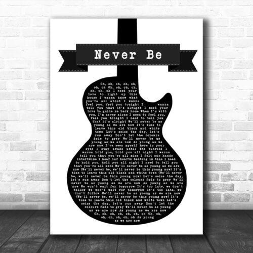 5 Seconds of Summer Never Be Black & White Guitar Song Lyric Art Print - Ecom Groot