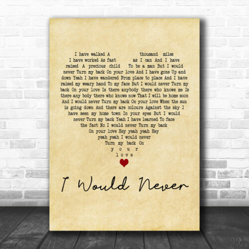 The Blue Nile I Would Never Vintage Heart Decorative Wall Art Gift Song Lyric Print - Ecom Groot