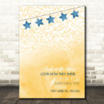 Coldplay Yellow Blue Stars Gold Confetti Music Song Lyric Wall Art Print - Ecom Groot