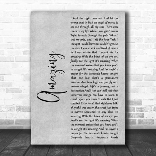 Aerosmith Amazing Grey Rustic Script Decorative Wall Art Gift Song Lyric Print - Ecom Groot