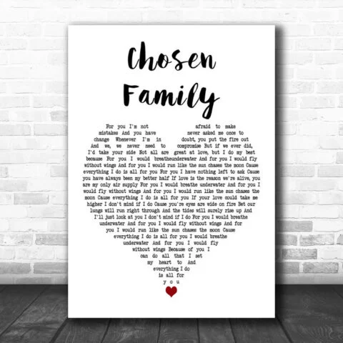 Rina Sawayama & Elton John Chosen Family White Heart Decorative Wall Art Gift Song Lyric Print - Ecom Groot