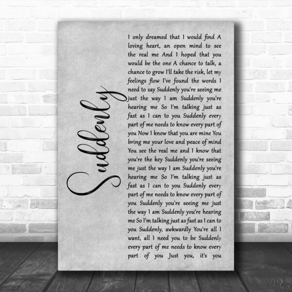 Angry Anderson Suddenly Grey Rustic Script Decorative Wall Art Gift Song Lyric Print - Ecom Groot