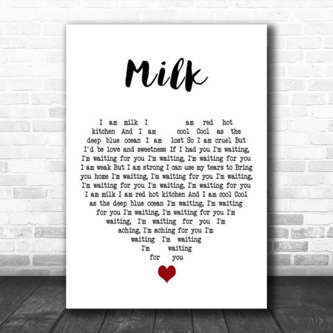 Garbage Milk White Heart Decorative Wall Art Gift Song Lyric Print - Ecom Groot