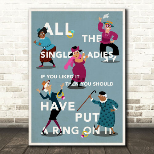 Beyonc Single Ladies (Put A Ring On It) Blue Dancing Women Music Song Lyric Art Print - Ecom Groot