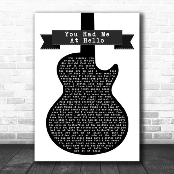 A Day To Remember You Had Me At Hello Black & White Guitar Song Lyric Print - Ecom Groot