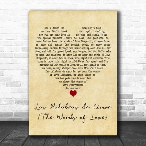 Queen Las Palabras de Amor (The Words of Love) Vintage Heart Wall Art Song Lyric Print - Ecom Groot