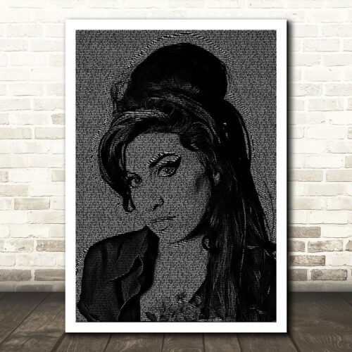 Amy Winehouse Back To Black Face's Music Song Lyric Wall Art Print - Ecom Groot