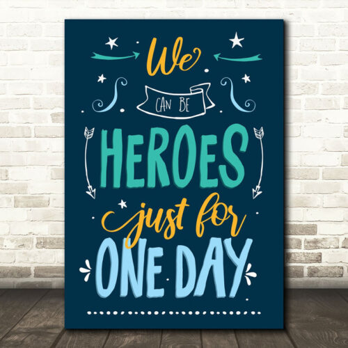 David Bowie Heroes Blue Stars And Arrows Music Song Lyric Wall Art Print - Ecom Groot