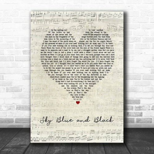 Jackson Browne Sky Blue And Black Script Heart Song Lyric Print - Ecom Groot