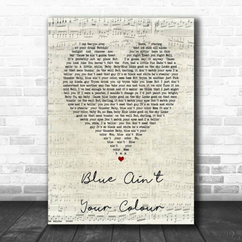 Home Free Blue Ain't Your Colour Script Heart Song Lyric Print - Ecom Groot