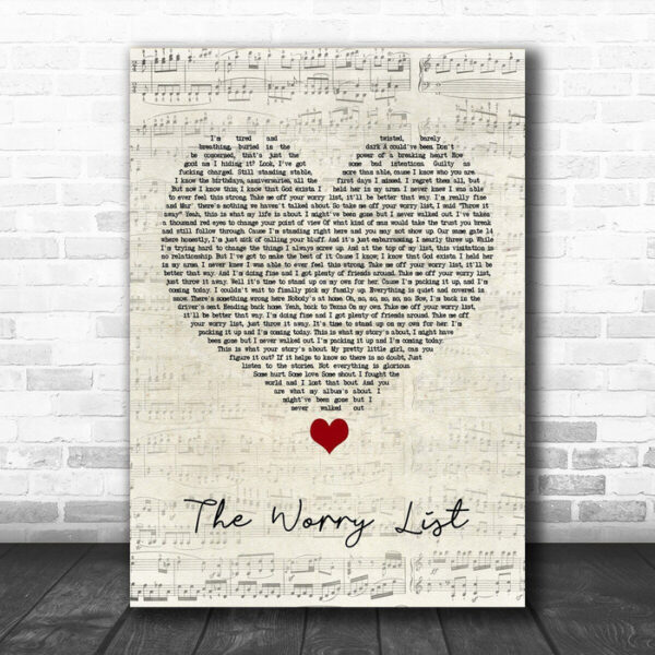 Blue October The Worry List Script Heart Song Lyric Quote Music Print - Ecom Groot