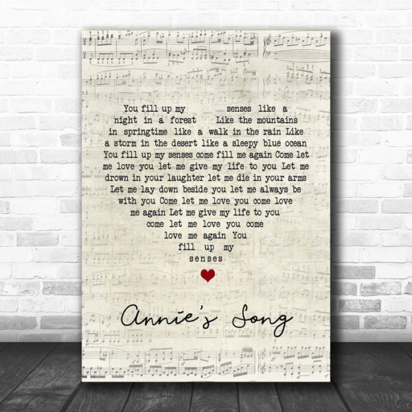 John Denver Annie's Song Script Heart Song Lyric Quote Print - Ecom Groot