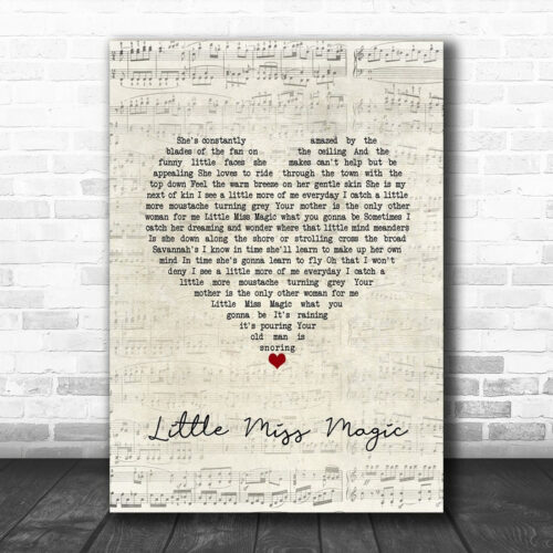 Jimmy Buffett Little Miss Magic Script Heart Song Lyric Wall Art Print - Ecom Groot