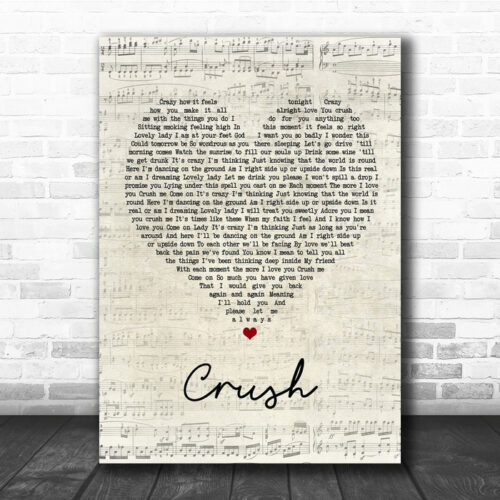 Dave Matthews Band Crush Script Heart Song Lyric Quote Print - Ecom Groot