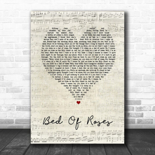 Bon Jovi Bed Of Roses Script Heart Song Lyric Quote Print - Ecom Groot