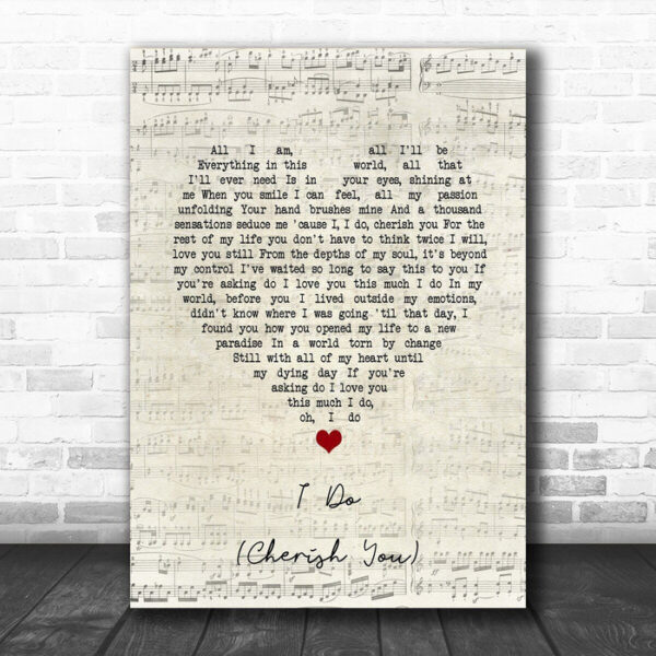 Mark Wills I Do Cherish You Script Heart Song Lyric Music Poster Print - Ecom Groot