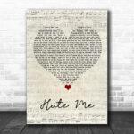 Blue October Hate Me Script Heart Song Lyric Wall Art Print - Ecom Groot