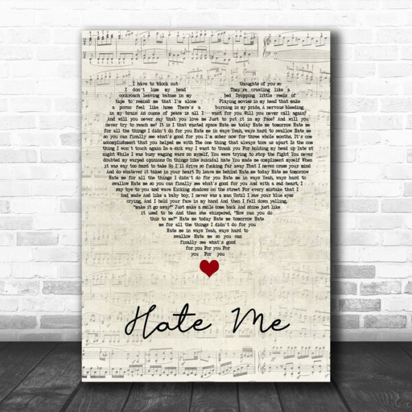 Blue October Hate Me Script Heart Song Lyric Wall Art Print - Ecom Groot