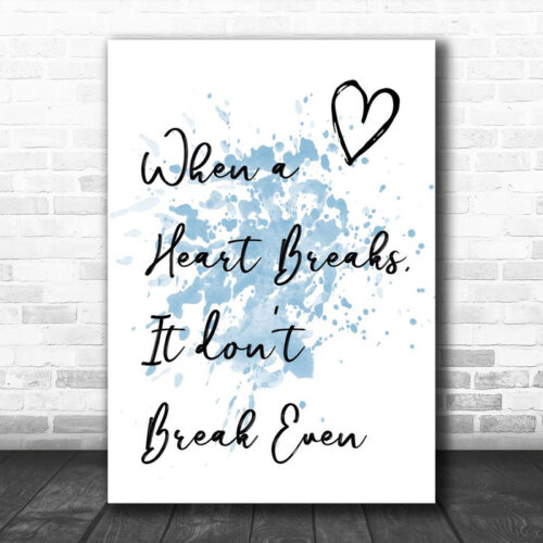 Blue The Script Breakeven Song Lyric Canvas Music Wall Art Print - Ecom Groot