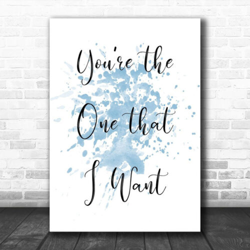 Blue Grease You'Re The One That I Want Song Lyric Canvas Music Wall Art Print - Ecom Groot