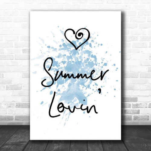 Blue Grease Summer Lovin' Song Lyric Canvas Music Wall Art Print - Ecom Groot