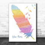 Upchurch Blue Moon Watercolour Feather & Birds Song Lyric Print - Ecom Groot