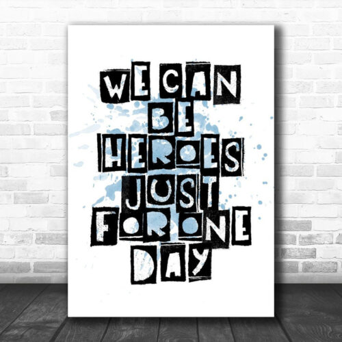 Blue Heroes David Bowie Song Lyric Canvas Music Wall Art Print - Ecom Groot