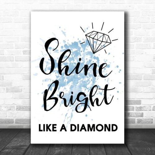 Blue Shine Bright Like A Diamond Song Lyric Canvas Music Wall Art Print - Ecom Groot