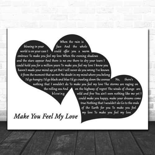 Adele Make You Feel My Love Landscape Black & White Two Hearts Song Lyric Art Print - Ecom Groot