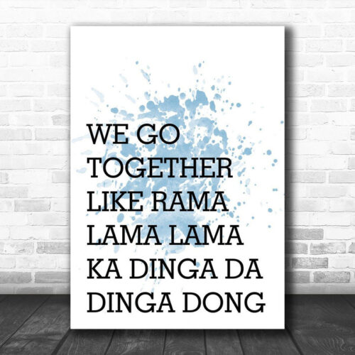 Blue Grease We Go Together Song Lyric Canvas Music Wall Art Print - Ecom Groot