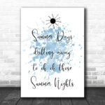 Blue Grease Summer Nights Song Lyric Canvas Music Wall Art Print - Ecom Groot