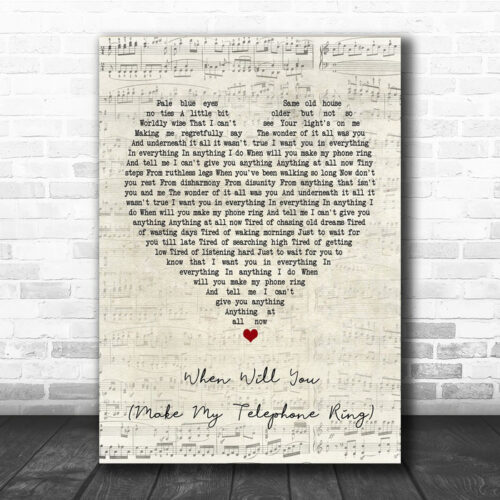 Deacon Blue When Will You (Make My Telephone Ring) Script Heart Song Lyric Print - Ecom Groot