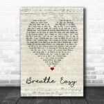 Blue Breathe Easy Script Heart Song Lyric Quote Print - Ecom Groot