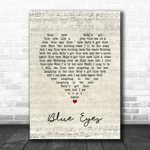 Elton John Blue Eyes Script Heart Song Lyric Quote Music Print - Ecom Groot