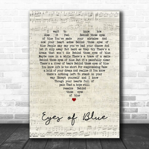 Paul Carrack Eyes Of Blue Script Heart Song Lyric Print - Ecom Groot