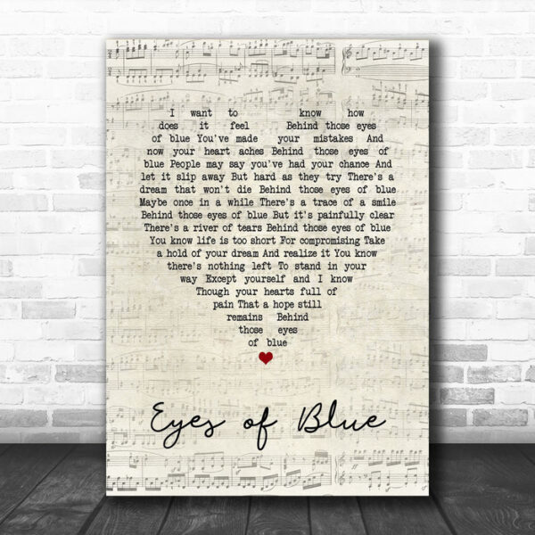 Paul Carrack Eyes Of Blue Script Heart Song Lyric Print - Ecom Groot