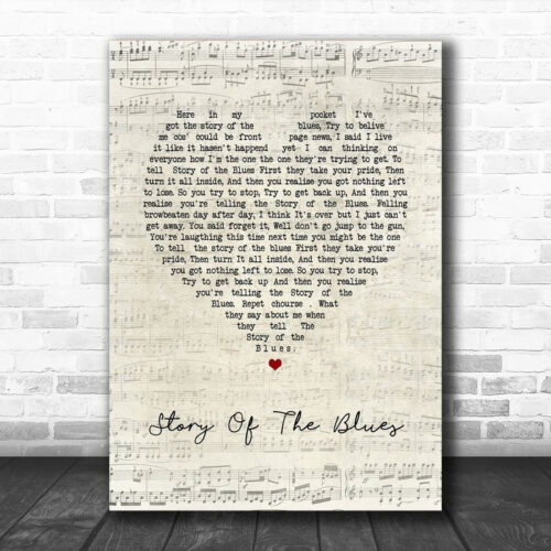 Wah Mighty Story Of The Blues Script Heart Song Lyric Wall Art Print - Ecom Groot