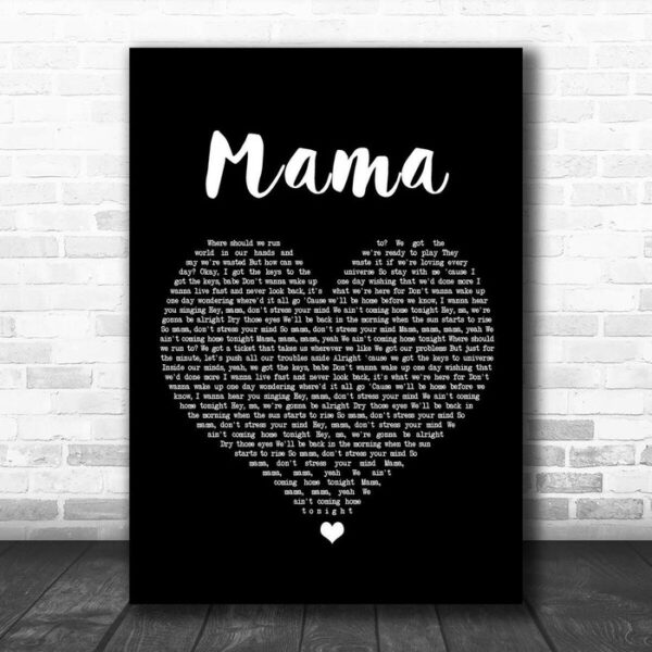 Jonas Blue Mama Black Heart Song Lyric Print - Ecom Groot