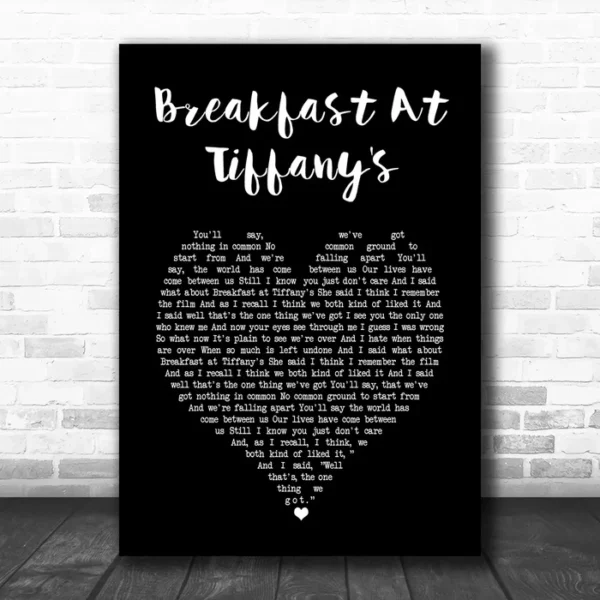 Deep Blue Something Breakfast At Tiffany's Black Heart Song Lyric Art Print - Ecom Groot