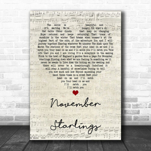 Trembling Blue Stars November Starlings Script Heart Song Lyric Quote Print - Ecom Groot