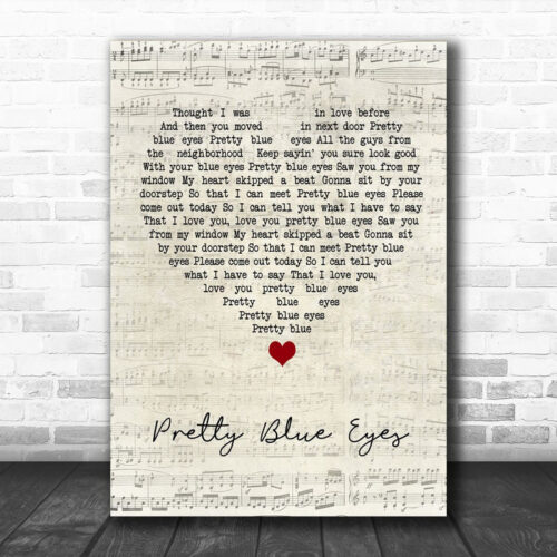 Craig Douglas Pretty Blue Eyes Script Heart Song Lyric Wall Art Print - Ecom Groot