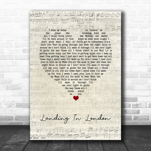 3 Doors Down Landing In London Script Heart Song Lyric Wall Art Print - Ecom Groot