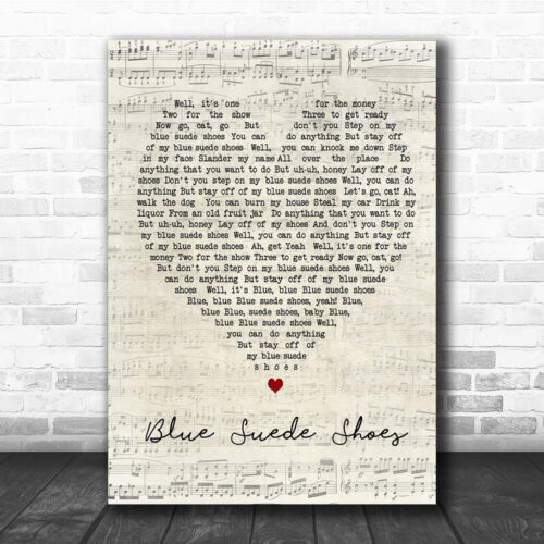 Elvis Presley Blue Suede Shoes Script Heart Song Lyric Quote Print - Ecom Groot