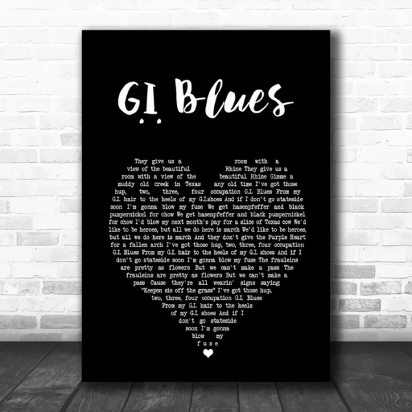 Elvis Presley G.I. Blues Black Heart Song Lyric Art Print - Ecom Groot