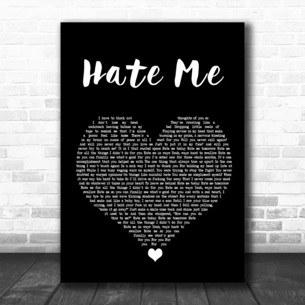 Blue October Hate Me Black Heart Song Lyric Wall Art Print - Ecom Groot