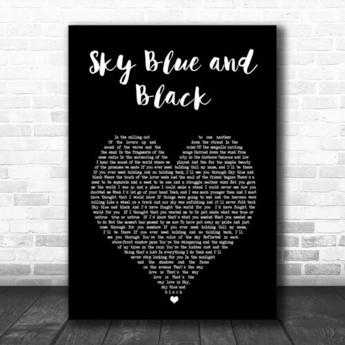 Jackson Browne Sky Blue and Black Black Heart Song Lyric Print - Ecom Groot