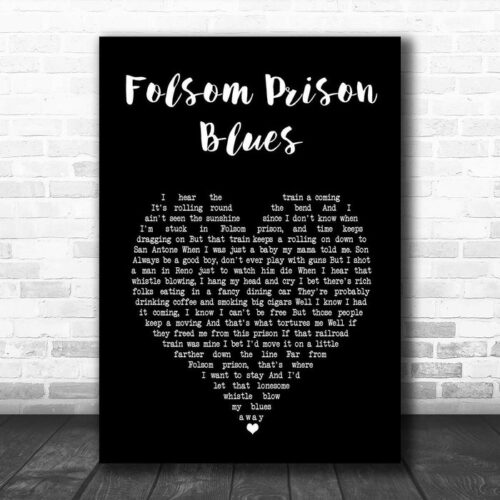 Johnny Cash Folsom Prison Blues Black Heart Song Lyric Print - Ecom Groot