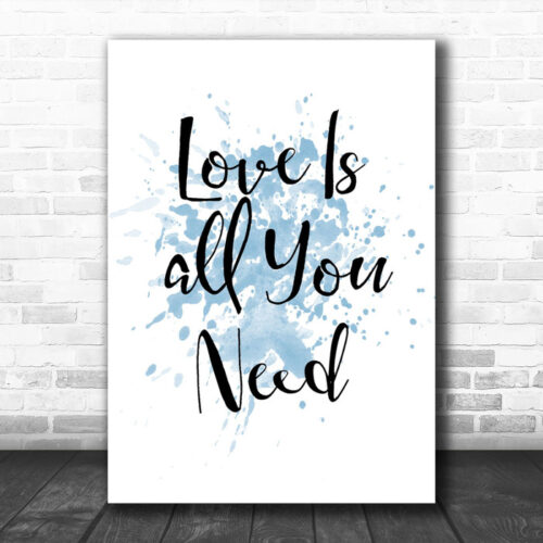 Blue Beatles Love Is All You Need Song Lyric Music Wall Art Print - Ecom Groot